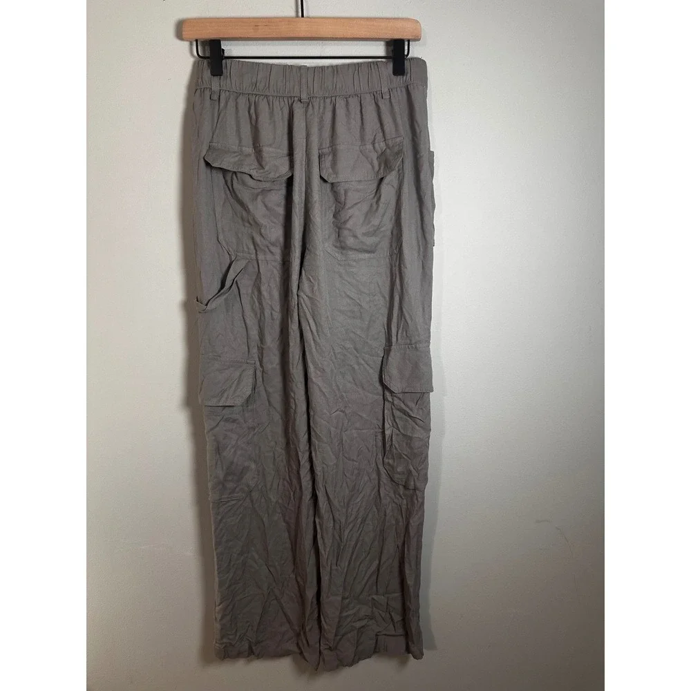 Happily Grey Womens Gray Rayon Wide‎ Leg Cargo Utility Pants Size 1/25 High Rise